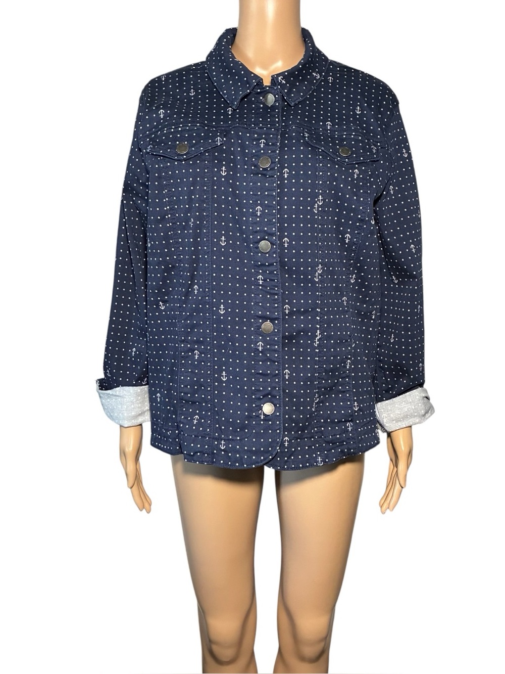 Charter Club Women's Jacket SizeXXL Button Down Collared Long Sleeve CottonBlend